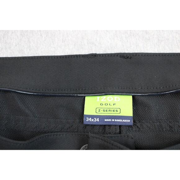 Izod Golf Pants Mens Size 34X34 Black Z Series Flat Front Mid Rise With Pockets - Picture 3 of 9